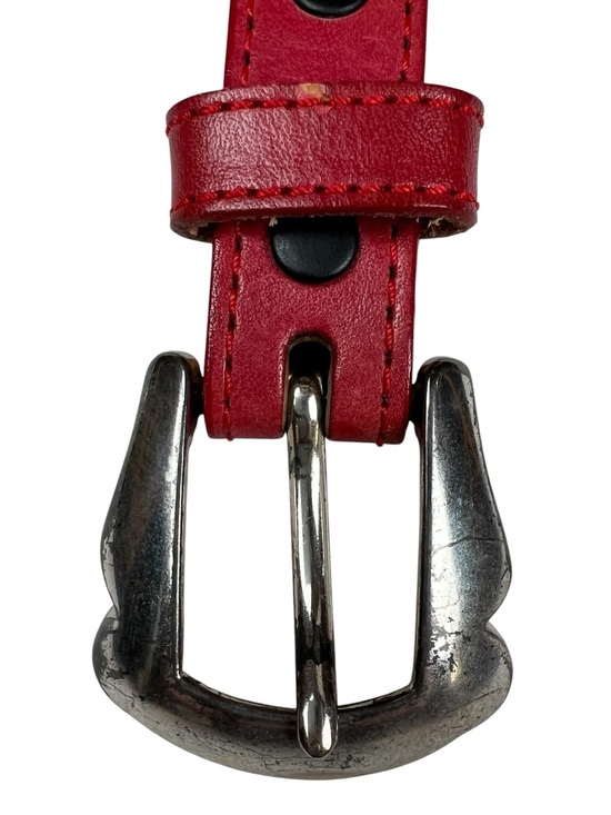 Justin Vintage Red Leather Beaded Belt Multicolor Seed Bead Western Boho Size 28 main image 7